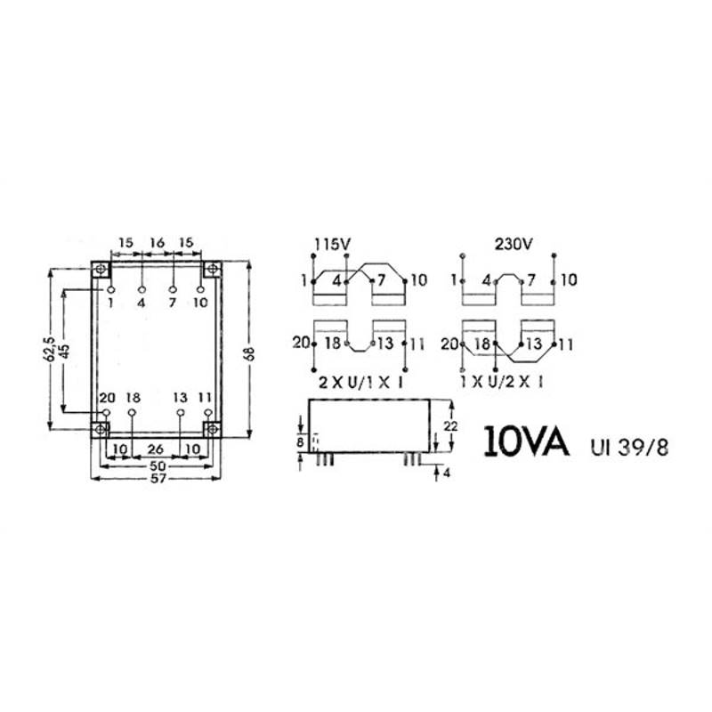 Alphabet components Transformator laag profiel 10va 2 x 9v / 2 x 0.560a (1)