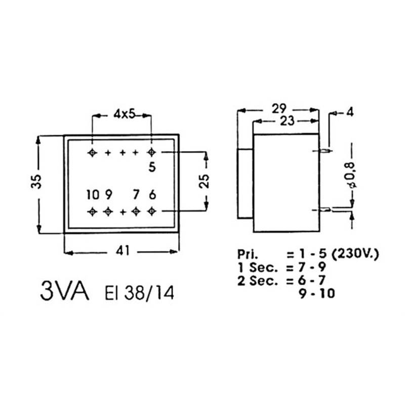 Alphabet components Ingegoten transformator 3va 2 x 18v / 2 x 0.083a (1)