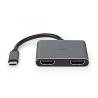 Nedis CCGB64670BK01 USB Multi-Port Adapter | USB 3.2 Gen 1 | USB-C™ Male | 2x HDMI™ | 0.10 m | Rond | Vernikkeld | PV...