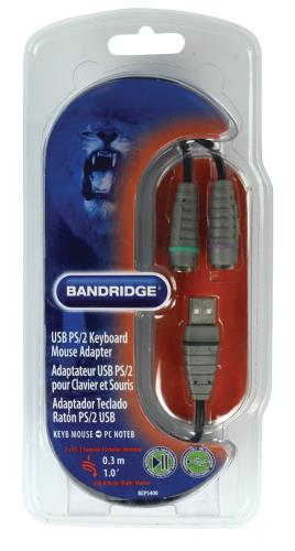 Bandridge BCP5400 USB-adapter voor PS/2-toetsenbord/-muis 0.3 m