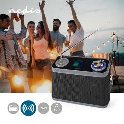 Nedis RDDB5200BK DAB+ Radio | Tafelmodel | DAB+ / FM | 2.4 " | Kleurenscherm | Batterij Gevoed / Netvoeding | Digitaa...