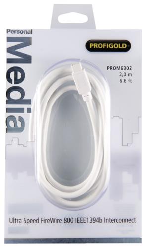 Profigold PROM6302 FireWire 800-kabel 9-pins male - 9-pins male 2,00 m wit