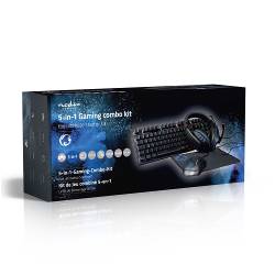 Nedis GCK51110BKDE Gaming Combo Kit | 5-in-1 | Toetsenbord, Koptelefoon, Muis en Muismat | Zwart | QWERTZ | Duits