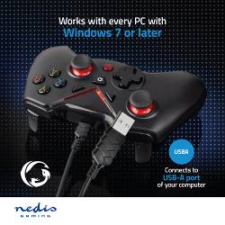 Nedis GGPD110BK Gamepad | USB Type-A | USB Gevoed | PC | Aantal knoppen: 12 | Kabellengte: 1.60 m | Zwart