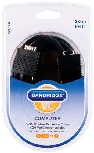 Bandridge VCL1102 VGA Monitor Verlengkabel 2.0 m