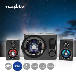Nedis GSPR41021BK Gaming Speaker | Speaker-kanalen: 2.1 | Netvoeding | 3,5 mm Male | 75 W | LED | Volumebediening