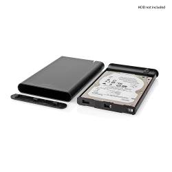 Nedis HDDE25410BK Hardeschijfbehuizing | 2.5 " | USB 3.2 Gen1 | USB Type-A / USB Type-C™ | Notebook / PC | Aluminium