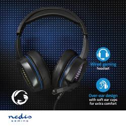 Nedis GHST410BK Gaming Headset | Over-Ear | Surround | USB Type-A | Opvouwbare Microfoon | 2.10 m | LED