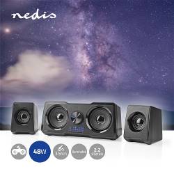 Nedis GSPR21022BK Gaming Speaker | Speaker-kanalen: 2.2 | USB Gevoed | 3,5 mm Male | 48 W | LED | Volumebediening
