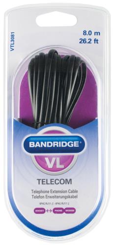 Bandridge VTL3081 Verlengkabel voor Telefoons 8.0 m