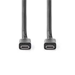 Nedis CCGL64020BK20 USB-Kabel | USB 3.2 Gen 2x2 | USB-C™ Male | USB-C™ Male | 100 W | 4K@60Hz | 20 Gbps | Vernikkeld ...