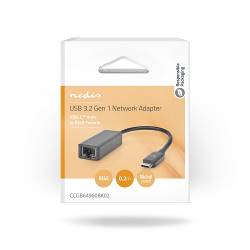 Nedis CCGB64960BK02 USB-netwerkadapter | USB 3.2 Gen 1 | 2.5 Gbps | USB-C™ Male | RJ45 Female | 0.20 m | Rond | Verni...