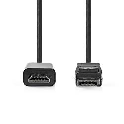 Nedis CCGL37100BK20 DisplayPort-Kabel | DisplayPort Male | HDMI™ Connector | 1080p | Vernikkeld | 2.00 m | Rond | PVC...