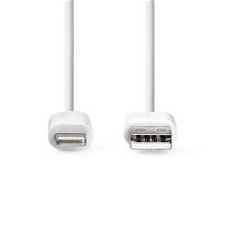 Nedis CCGL39300WT20 Lightning Kabel | USB 2.0 | Apple Lightning 8-Pins | USB-A Male | 480 Mbps | Vernikkeld | 2.00 m ...