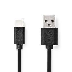 Nedis CCGL60600BK30 USB-Kabel | USB 2.0 | USB-A Male | USB-C™ Male | 15 W | 480 Mbps | Vernikkeld | 3.00 m | Rond | P...