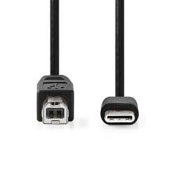 Nedis CCGL60650BK10 USB-Kabel | USB 2.0 | USB Type-C™ Male | USB-B Male | 480 Mbps | 15 W | Vernikkeld | 1.00 m | Ron...