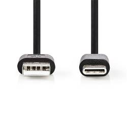 Nedis CCGL60601BK10 USB-Kabel | USB 2.0 | USB-A Male | USB-C™ Male | 2.5 W | 480 Mbps | Vernikkeld | 1.00 m | Rond | ...