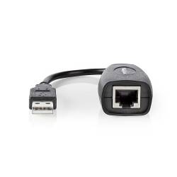 Nedis CCGB60EXTBK500 Actieve USB-Kabel | USB 1.1 | USB-A Male | RJ45 Female | 12 Mbps | 0.20 m | Rond | Vernikkeld | ...