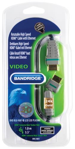 Bandridge BVL1801 Roteerbare snelle HDMI-kabel met ethernet 1.0 m