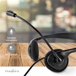 Nedis CHSTU110BK PC-Headset | On-Ear | Stereo | USB Type-A / USB Type-C™ | Inklapbare Microfoon | Zwart