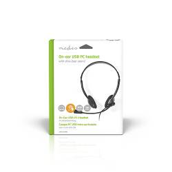 Nedis CHSTU110BK PC-Headset | On-Ear | Stereo | USB Type-A / USB Type-C™ | Inklapbare Microfoon | Zwart