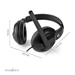 Nedis CHSTU210BK PC-Headset | Over-Ear | Stereo | USB Type-A / USB Type-C™ | Inklapbare Microfoon | Zwart