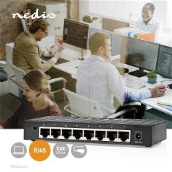 Nedis NSWH8P110BK Netwerk-Switch | Bekabelde snelheid: Gigabit | Aantal ethernetpoorten: 8