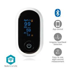 Nedis BTHOX10WT Pulse Oximeter | Bluetooth® | OLED-Scherm | Anti-bewegingsinterferentie / Auditief alarm / Hoge preci...