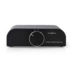 Nedis ASWI2424AT Analoge Audio-Switch | 4-Poorts poort(en) | Input: 1x 3,5 mm Audio-Input / 3x (2x RCA Female) | Outp...