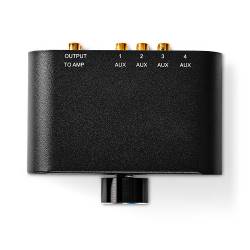Nedis ASWI2424AT Analoge Audio-Switch | 4-Poorts poort(en) | Input: 1x 3,5 mm Audio-Input / 3x (2x RCA Female) | Outp...