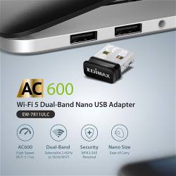 Edimax EW-7811ULC AC600 Dual-Band Wi-Fi 5 Nano USB Adapter