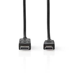 Nedis CCGL37101BK20 DisplayPort-Kabel | DisplayPort Male | HDMI™ Male | Vernikkeld | 2.00 m | Rond | PVC | Zwart | Label
