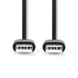 Nedis CCGL60001BK20 USB-Kabel | USB 2.0 | USB-A Male | USB-A Male | 480 Mbps | Vernikkeld | 2.00 m | Rond | PVC | Zwa...