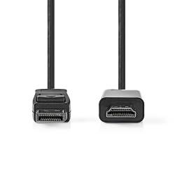 Nedis CCGB37100BK30 DisplayPort-Kabel | DisplayPort Male | HDMI™ Connector | 4K@30Hz | Vernikkeld | 3.00 m | Rond | P...