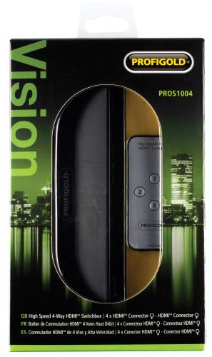 Profigold PROS1004 HDMI-switch met afstandsbediening 4x HDMI-ingang - HDMI-uitgang zwart