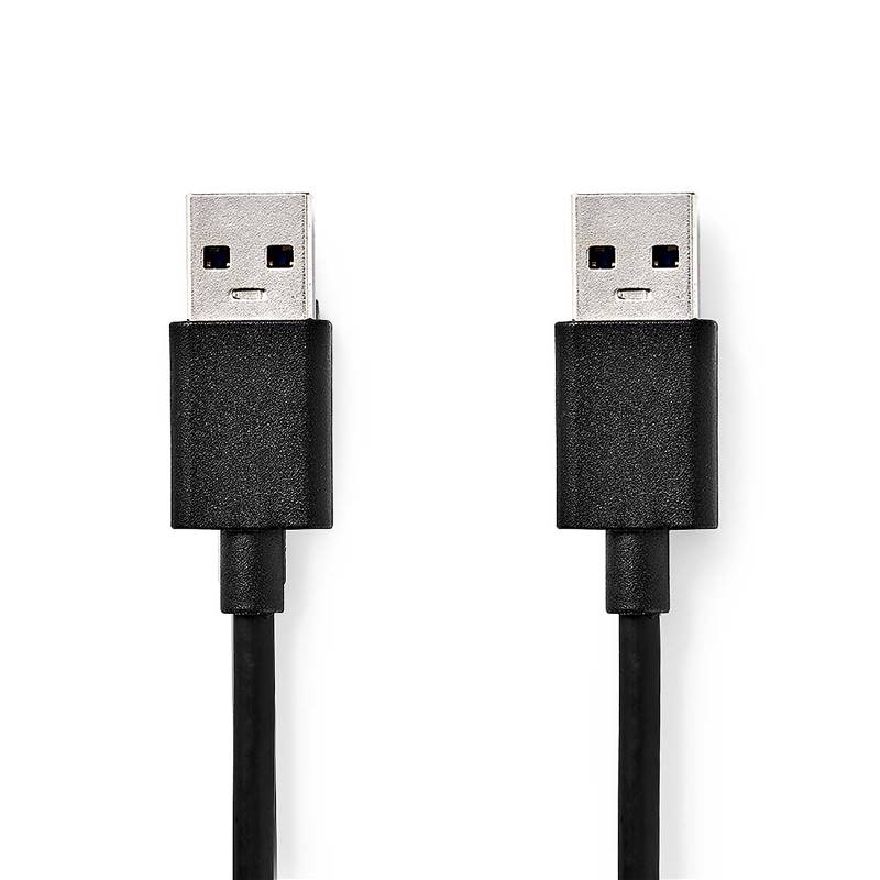 Nedis CCGB61000BK10 USB-Kabel | USB 3.2 Gen 1 | USB-A Male | USB-A Male | 5 Gbps | Vernikkeld | 1.00 m | Rond | PVC |...