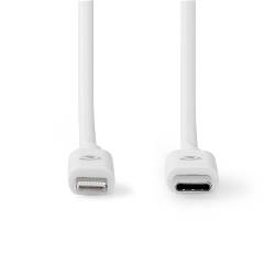 Nedis CCGL39650WT10 Lightning Kabel | USB 2.0 | Apple Lightning 8-Pins | USB-C™ Male | 480 Mbps | Vernikkeld | 1.00 m...