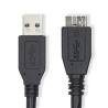 Nedis CCGL61500BK05 USB-Kabel | USB 3.2 Gen 1 | USB-A Male | USB Micro-B Male | 5 Gbps | Vernikkeld | 0.50 m | Rond |...