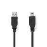 Nedis CCGL60300BK10 USB-Kabel | USB 2.0 | USB-A Male | USB Mini-B 5-Pins Male | 480 Mbps | Vernikkeld | 1.00 m | Rond...