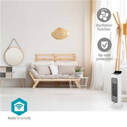 Nedis HTFA20WTW SmartLife keramische PTC-ventilatorkachel | Wi-Fi | 2000 W | 2 Warmte Standen | Zwenkfunctie | Displa...