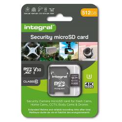 Integral INMSDX512G10-SEC 512 GB Security Camera microSD-kaart voor Dash Cams, Home Cams, CCTV, Body Cams & Drones