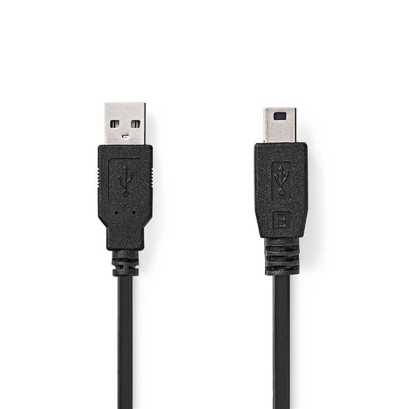 Nedis CCGB60300BK10 USB-Kabel | USB 2.0 | USB-A Male | USB Mini-B 5-Pins Male | 480 Mbps | Vernikkeld | 1.00 m | Rond...