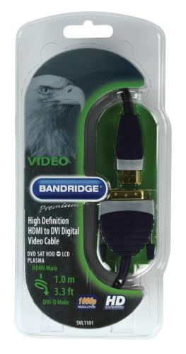 Bandridge SVL1101 Digitale Hoge Snelheid HDMI-DVI-Videokabel 1.0 m