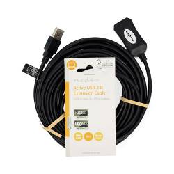 Nedis CCGL60EXTBK100 Actieve USB-Kabel | USB 2.0 | USB-A Male | USB-A Female | 480 Mbps | 10.0 m | Rond | Vernikkeld ...