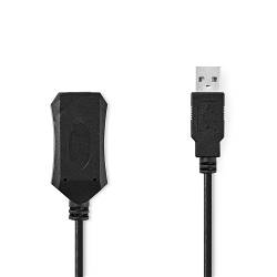 Nedis CCGL60EXTBK50 Actieve USB-Kabel | USB 2.0 | USB-A Male | USB-A Female | 480 Mbps | 5.00 m | Rond | Vernikkeld |...