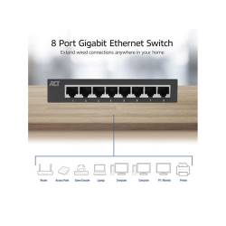 Act Met de act ac4418 8-port gigabit ethernet switch kan men eenvoudig en snel een netwerk opzett...