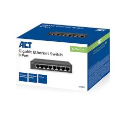 Act Met de act ac4418 8-port gigabit ethernet switch kan men eenvoudig en snel een netwerk opzett...