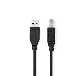 Nedis CCGL61100BK20 USB-Kabel | USB 3.2 Gen 1 | USB-A Male | USB-B Male | 5 Gbps | Vernikkeld | 2.00 m | Rond | PVC |...