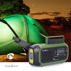 Nedis RDDBCR2000GN Noodradio | Draagbaar Model | DAB+ / FM | Batterij Gevoed / Handslinger / Solar Powered / USB Gevo...
