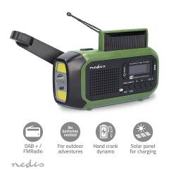 Nedis RDDBCR2000GN Noodradio | Draagbaar Model | DAB+ / FM | Batterij Gevoed / Handslinger / Solar Powered / USB Gevo...